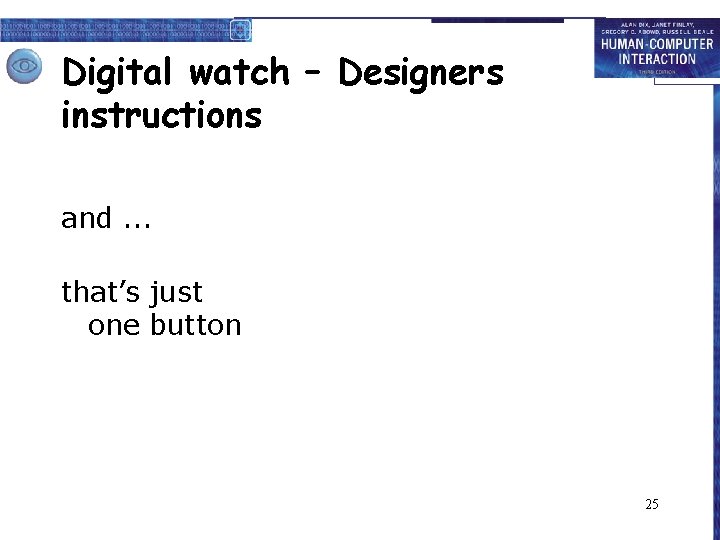 Digital watch – Designers instructions and. . . that’s just one button 25 