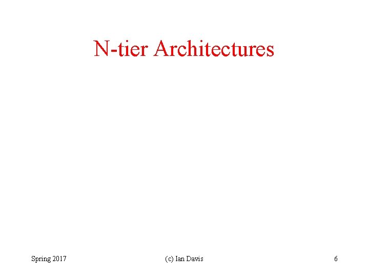 N-tier Architectures Spring 2017 (c) Ian Davis 6 