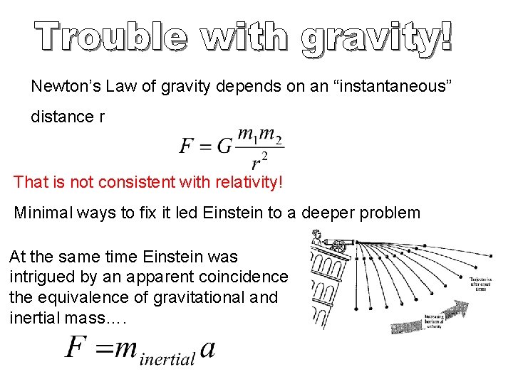 Newton’s Law of gravity depends on an “instantaneous” distance r That is not consistent