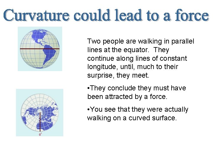 Two people are walking in parallel lines at the equator. They continue along lines