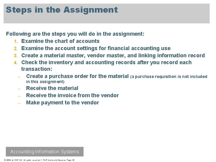Steps in the Assignment Following are the steps you will do in the assignment:
