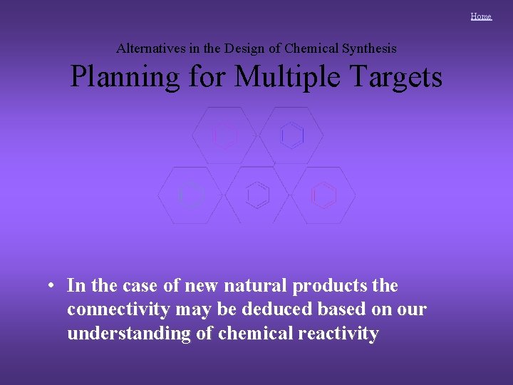 Home Alternatives in the Design of Chemical Synthesis Planning for Multiple Targets • In
