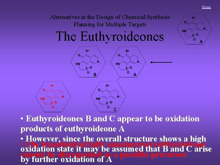 Home Alternatives in the Design of Chemical Synthesis Planning for Multiple Targets The Euthyroideones
