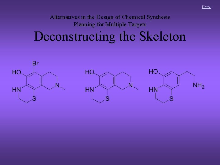 Home Alternatives in the Design of Chemical Synthesis Planning for Multiple Targets Deconstructing the