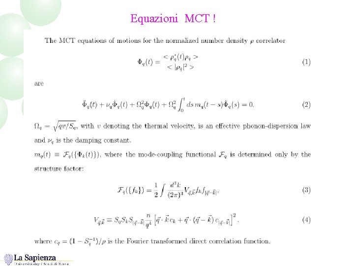 Equazioni MCT ! 