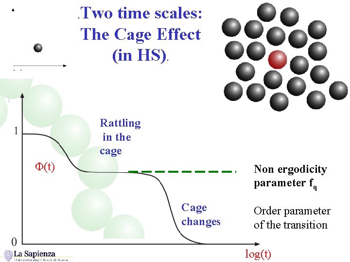 Two time scales: The Cage Effect (in HS). . Rattling in the cage F(t)