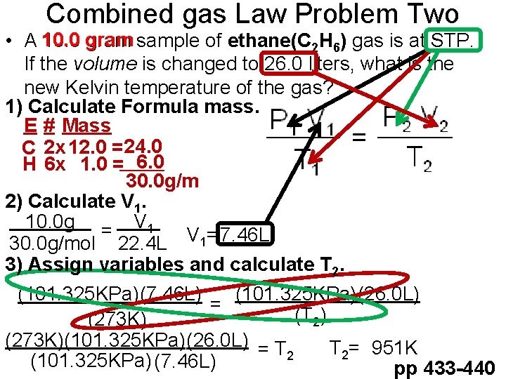 Combined gas Law Problem Two • A 10. 0 gram sample of ethane(C 2