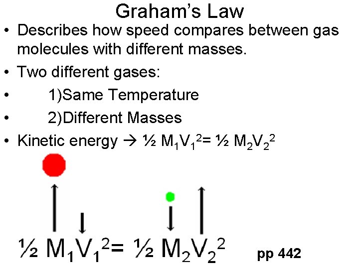 Graham’s Law • Describes how speed compares between gas molecules with different masses. •