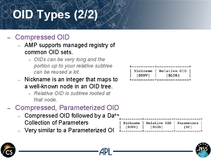 OID Types (2/2) – Compressed OID – AMP supports managed registry of common OID