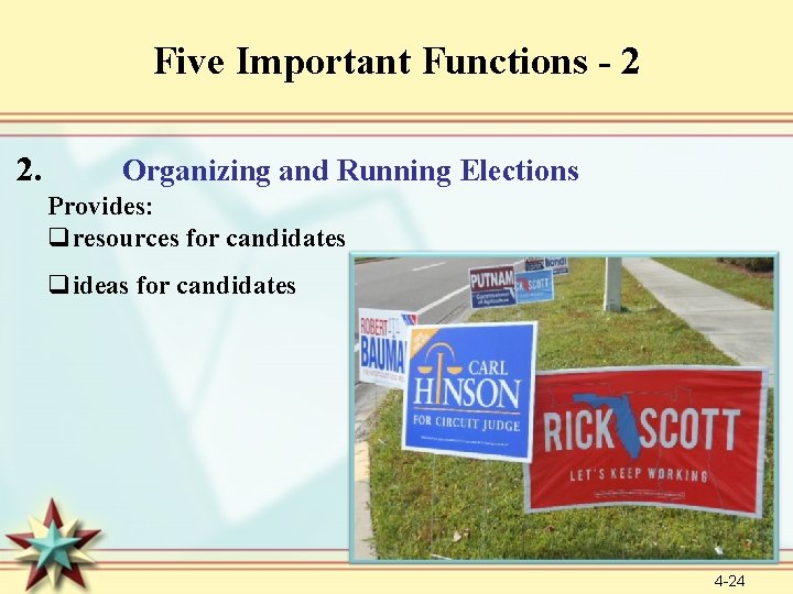 Five Important Functions - 2 2. Organizing and Running Elections Provides: qresources for candidates