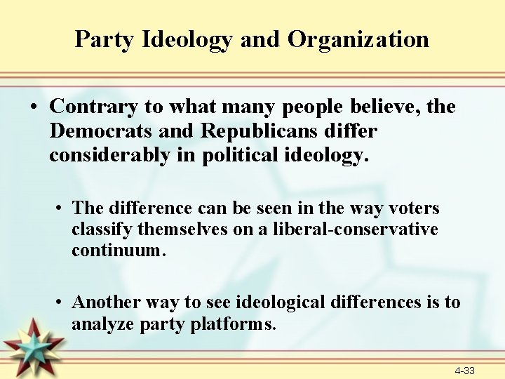 Party Ideology and Organization • Contrary to what many people believe, the Democrats and