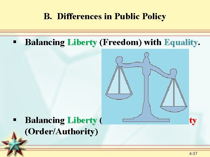 B. Differences in Public Policy § Balancing Liberty (Freedom) with Equality § Balancing Liberty
