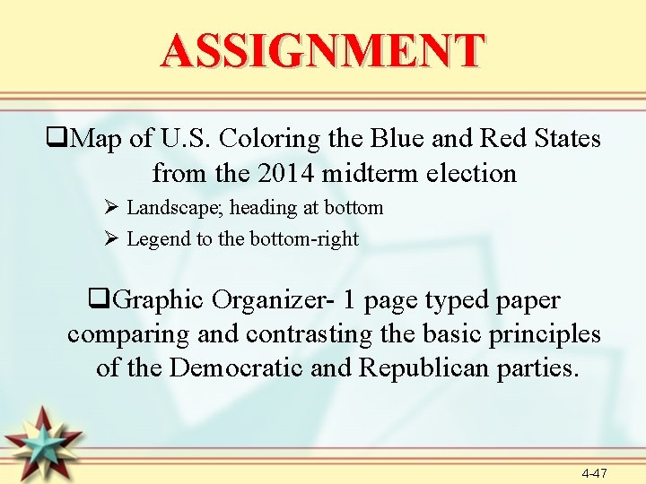 ASSIGNMENT q. Map of U. S. Coloring the Blue and Red States from the