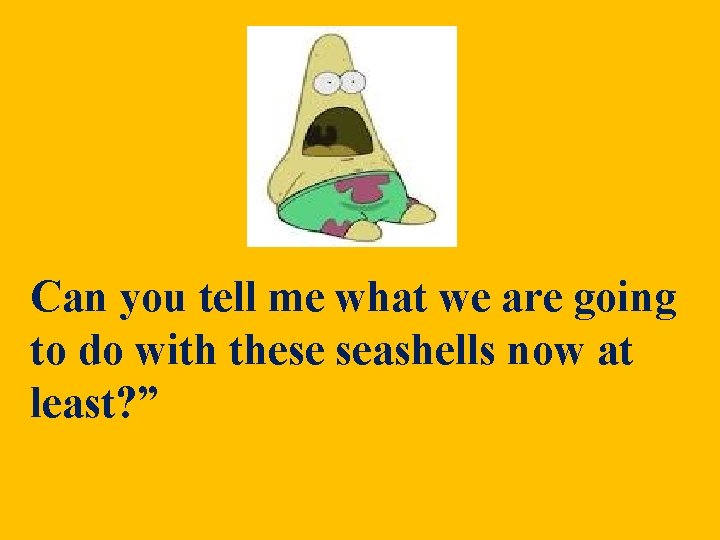 Can you tell me what we are going to do with these seashells now Can you tell me what we are going to do with these seashells now