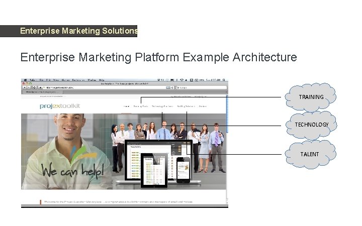 Enterprise Marketing Solutions Enterprise Marketing Platform Example Architecture TRAINING TECHNOLOGY TALENT 