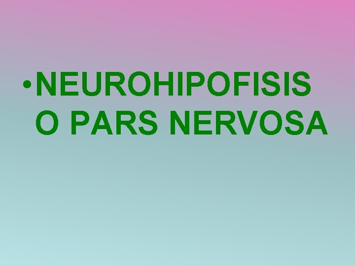  • NEUROHIPOFISIS O PARS NERVOSA 