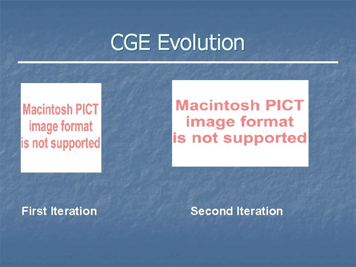 CGE Evolution First Iteration Second Iteration 