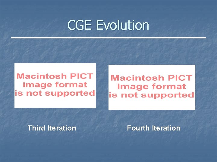 CGE Evolution Third Iteration Fourth Iteration 