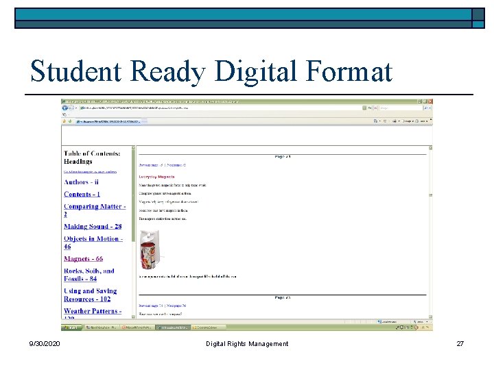 Student Ready Digital Format 9/30/2020 Digital Rights Management 27 