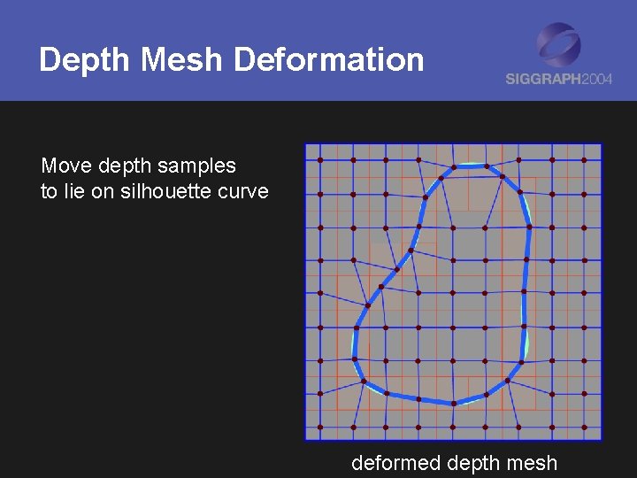 Depth Mesh Deformation Move depth samples to lie on silhouette curve deformed depth mesh