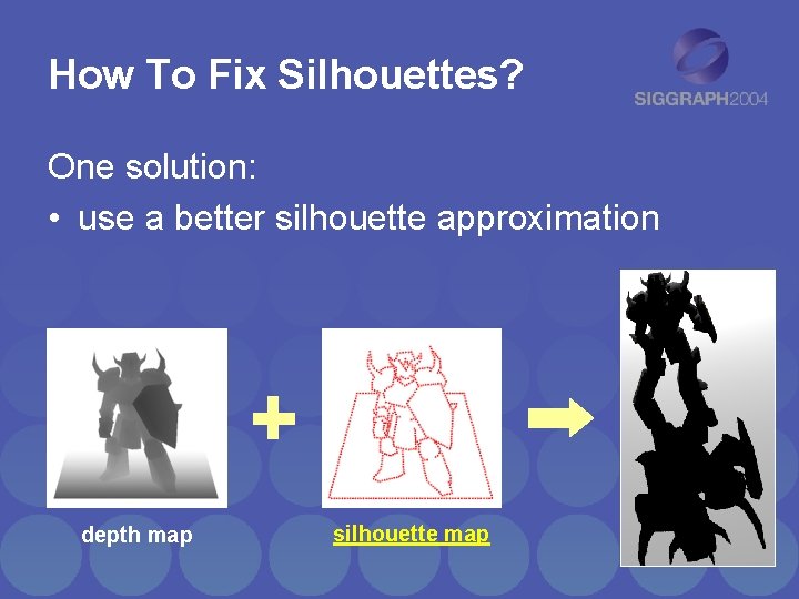 How To Fix Silhouettes? One solution: • use a better silhouette approximation depth map