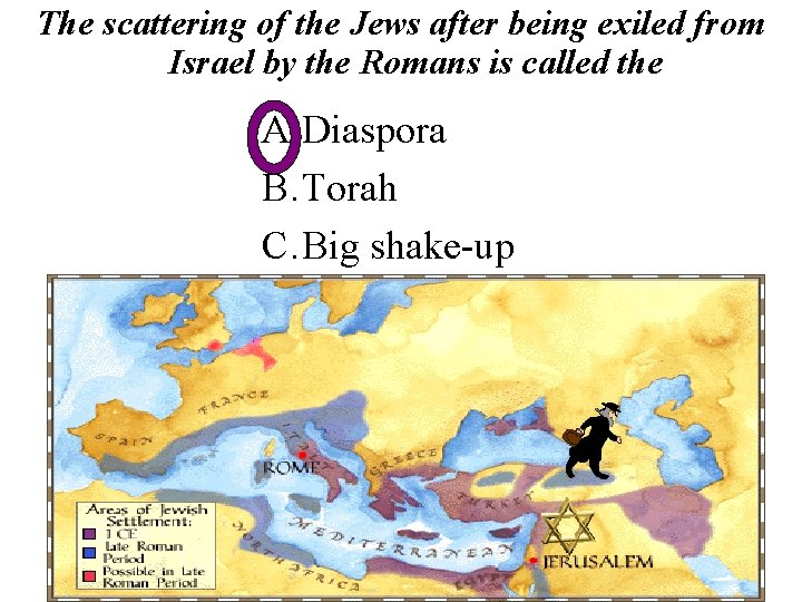 The scattering of the Jews after being exiled from Israel by the Romans is