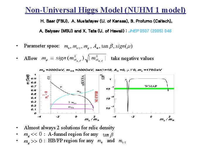 Non-Universal Higgs Model (NUHM 1 model) H. Baer (FSU), A. Mustafayev (U. of Kansas),