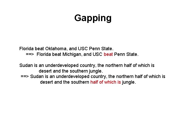 Gapping Florida beat Oklahoma, and USC Penn State. ==> Florida beat Michigan, and USC Gapping Florida beat Oklahoma, and USC Penn State. ==> Florida beat Michigan, and USC