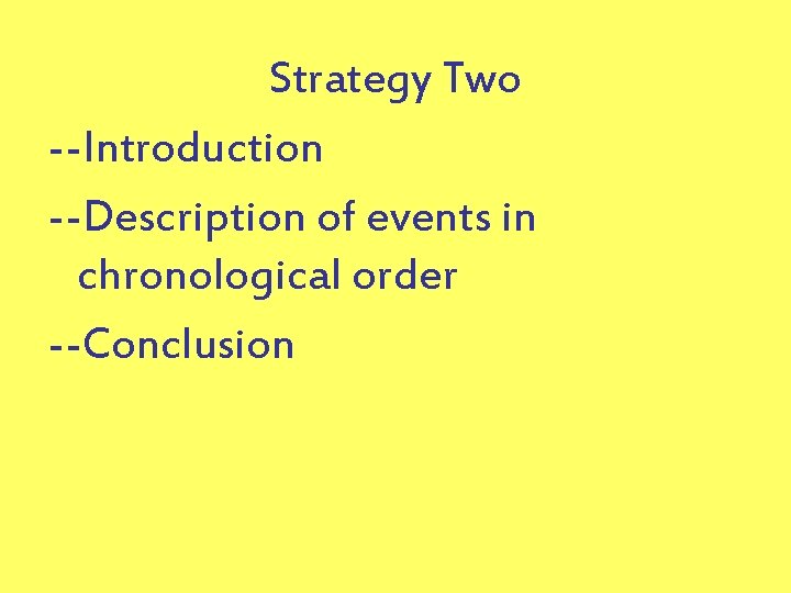 Strategy Two --Introduction --Description of events in chronological order --Conclusion 