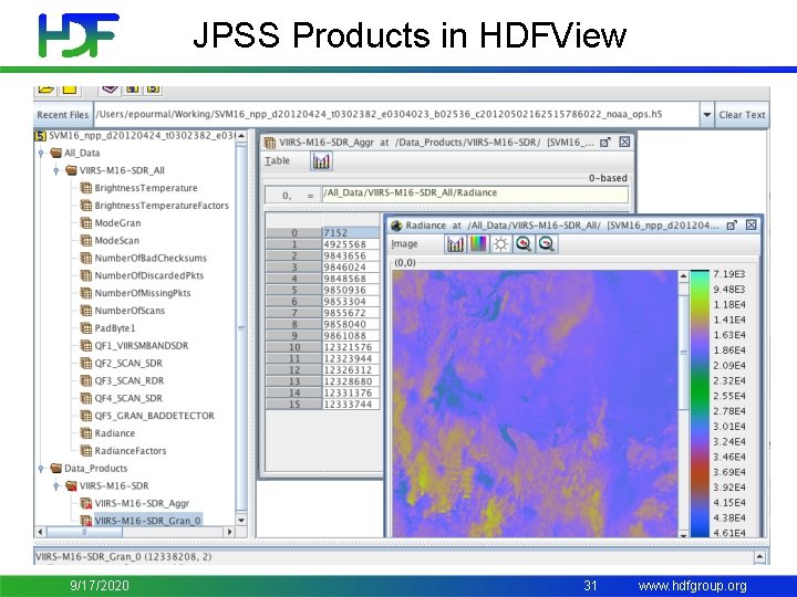 JPSS Products in HDFView 9/17/2020 31 www. hdfgroup. org 