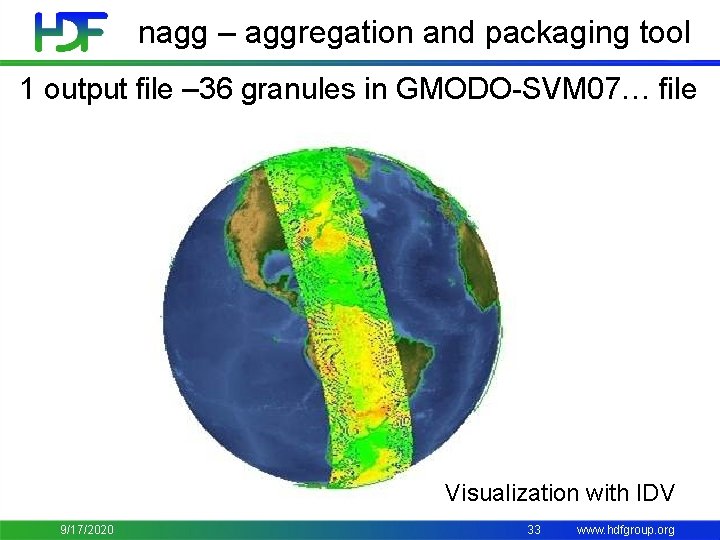 nagg – aggregation and packaging tool 1 output file – 36 granules in GMODO-SVM