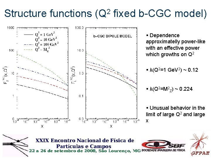 Structure functions (Q 2 fixed b-CGC model) § Dependence approximatelly power-like with an effective Structure functions (Q 2 fixed b-CGC model) § Dependence approximatelly power-like with an effective