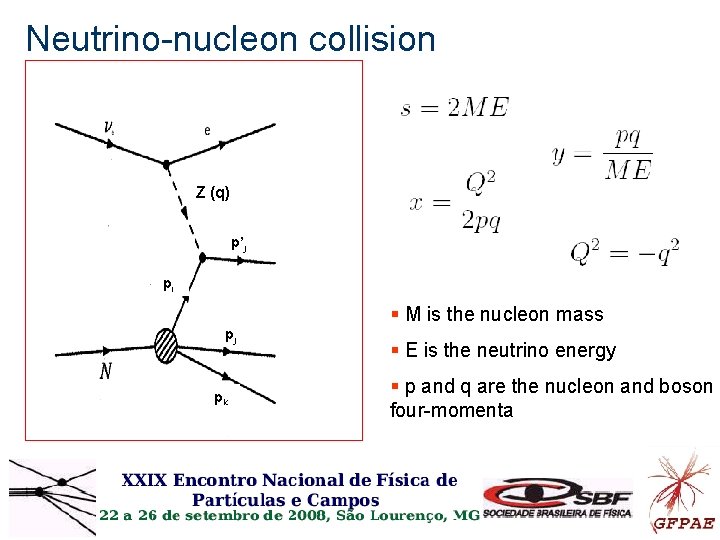 Neutrino-nucleon collision Z (q) p’j pi § M is the nucleon mass pj pk Neutrino-nucleon collision Z (q) p’j pi § M is the nucleon mass pj pk
