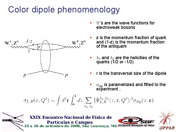 Color dipole phenomenology § ’s are the wave functions for electroweak bosons § z Color dipole phenomenology § ’s are the wave functions for electroweak bosons § z