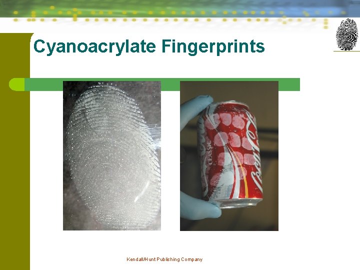 Cyanoacrylate Fingerprints Kendall/Hunt Publishing Company 31 