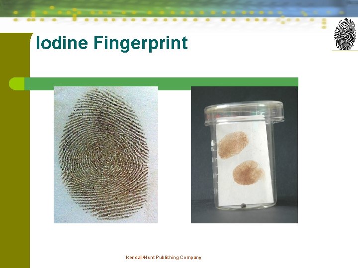 Iodine Fingerprint Kendall/Hunt Publishing Company 33 