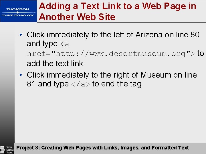 Adding a Text Link to a Web Page in Another Web Site • Click