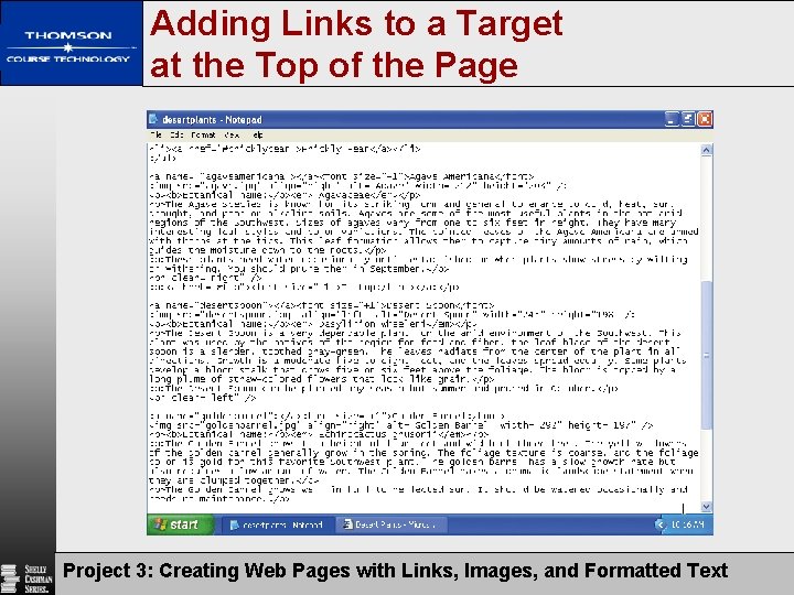 Adding Links to a Target at the Top of the Page Project 3: Creating