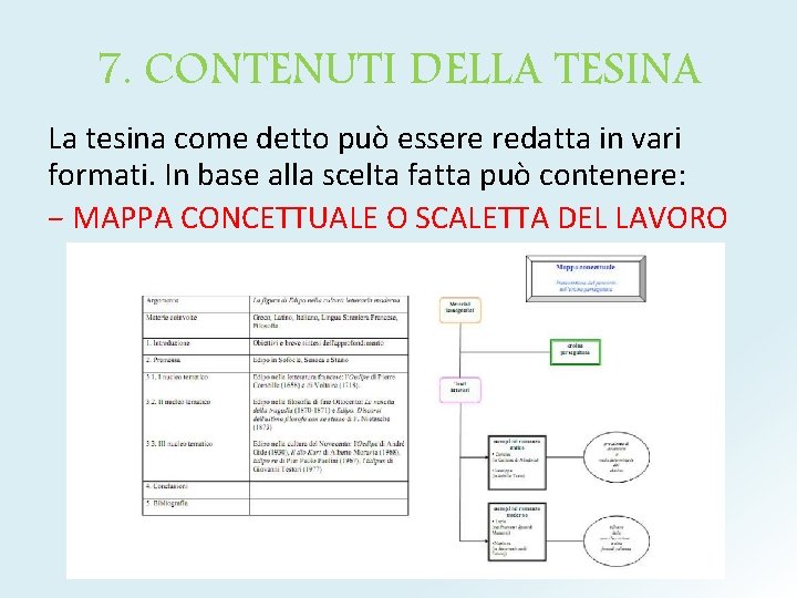 7. CONTENUTI DELLA TESINA La tesina come detto può essere redatta in vari formati.