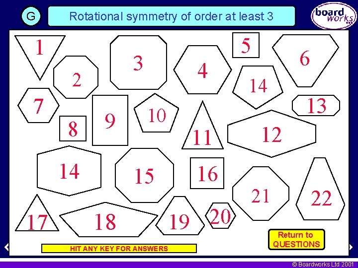 G Rotational symmetry of order at least 3 1 3 2 7 8 9