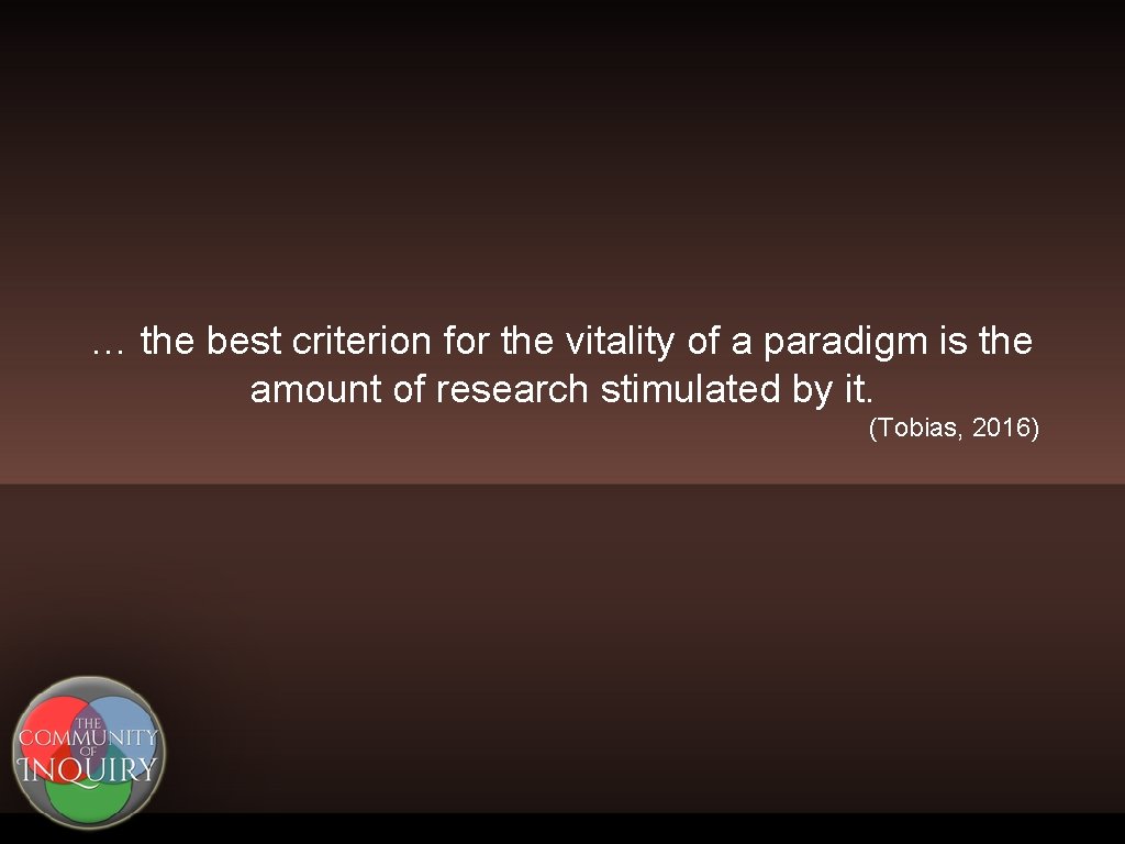 … the best criterion for the vitality of a paradigm is the amount of