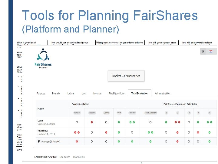Tools for Planning Fair. Shares (Platform and Planner) Tools for Planning Fair. Shares (Platform and Planner)