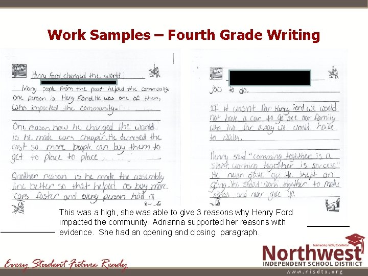 Work Samples – Fourth Grade Writing This was a high, she was able to Work Samples – Fourth Grade Writing This was a high, she was able to