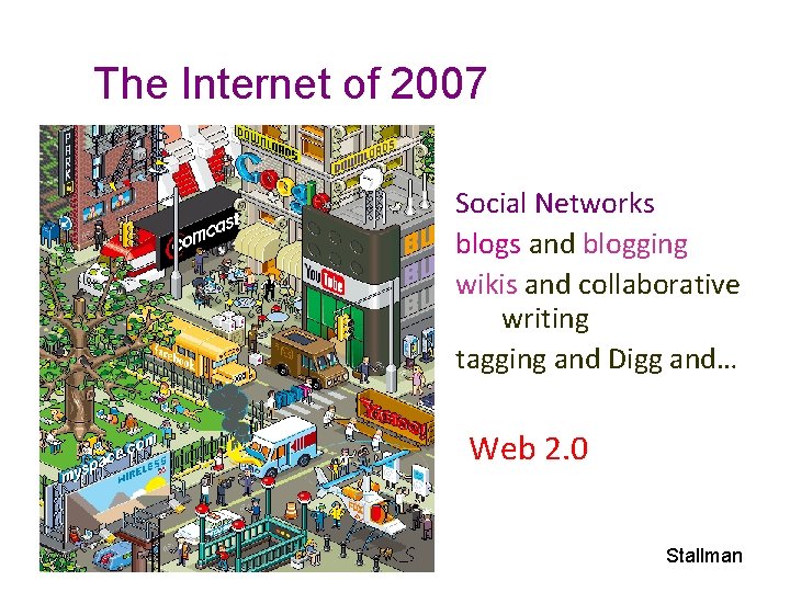 The Internet of 2007 Social Networks blogs and blogging wikis and collaborative writing tagging