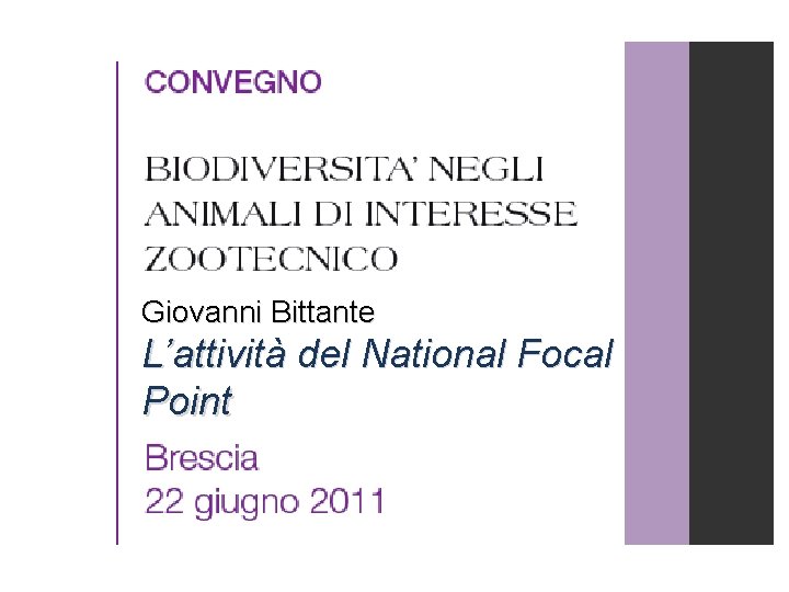Giovanni Bittante L’attività del National Focal Point 