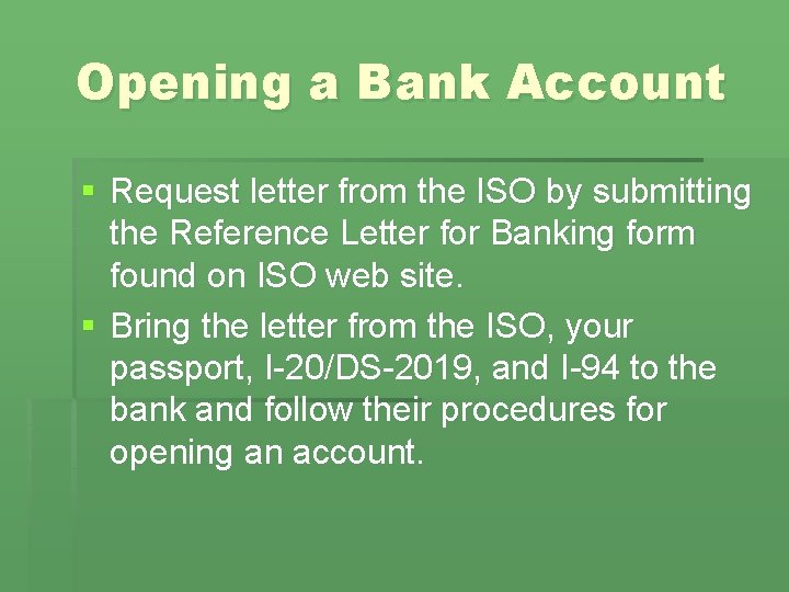 Opening a Bank Account § Request letter from the ISO by submitting the Reference