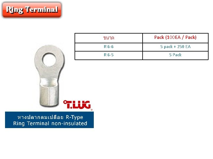 ขนาด Pack (100 EA / Pack) R 6 -6 5 pack + 250 EA