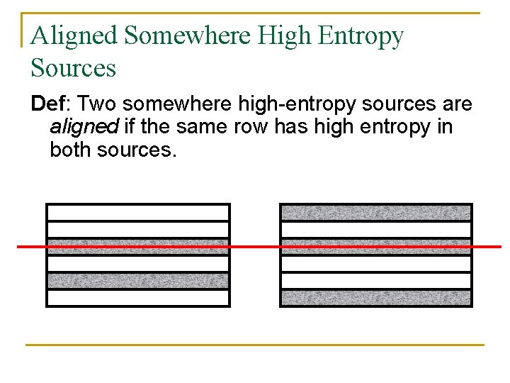 Aligned Somewhere High Entropy Sources Def: Two somewhere high-entropy sources are aligned if the