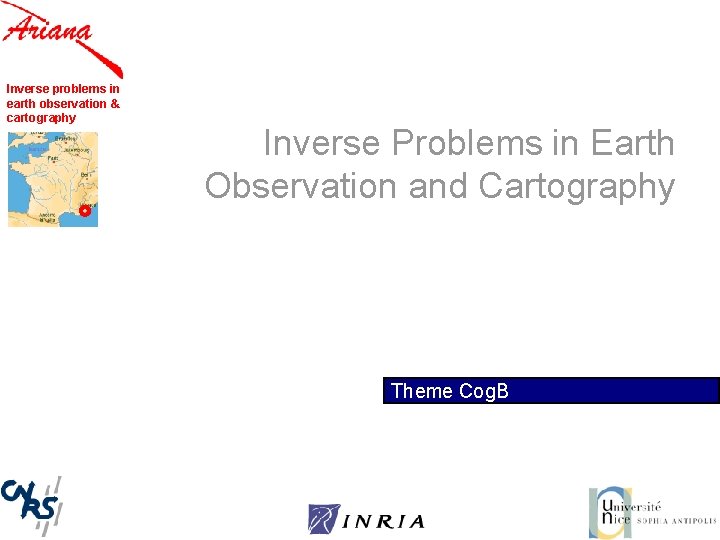 Inverse problems in earth observation & cartography Inverse Problems in Earth Observation and Cartography