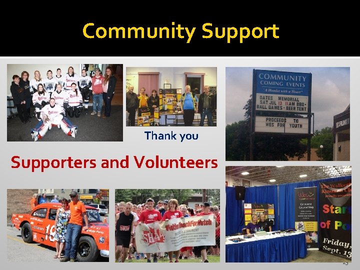 Community Support Thank you Supporters and Volunteers 25 